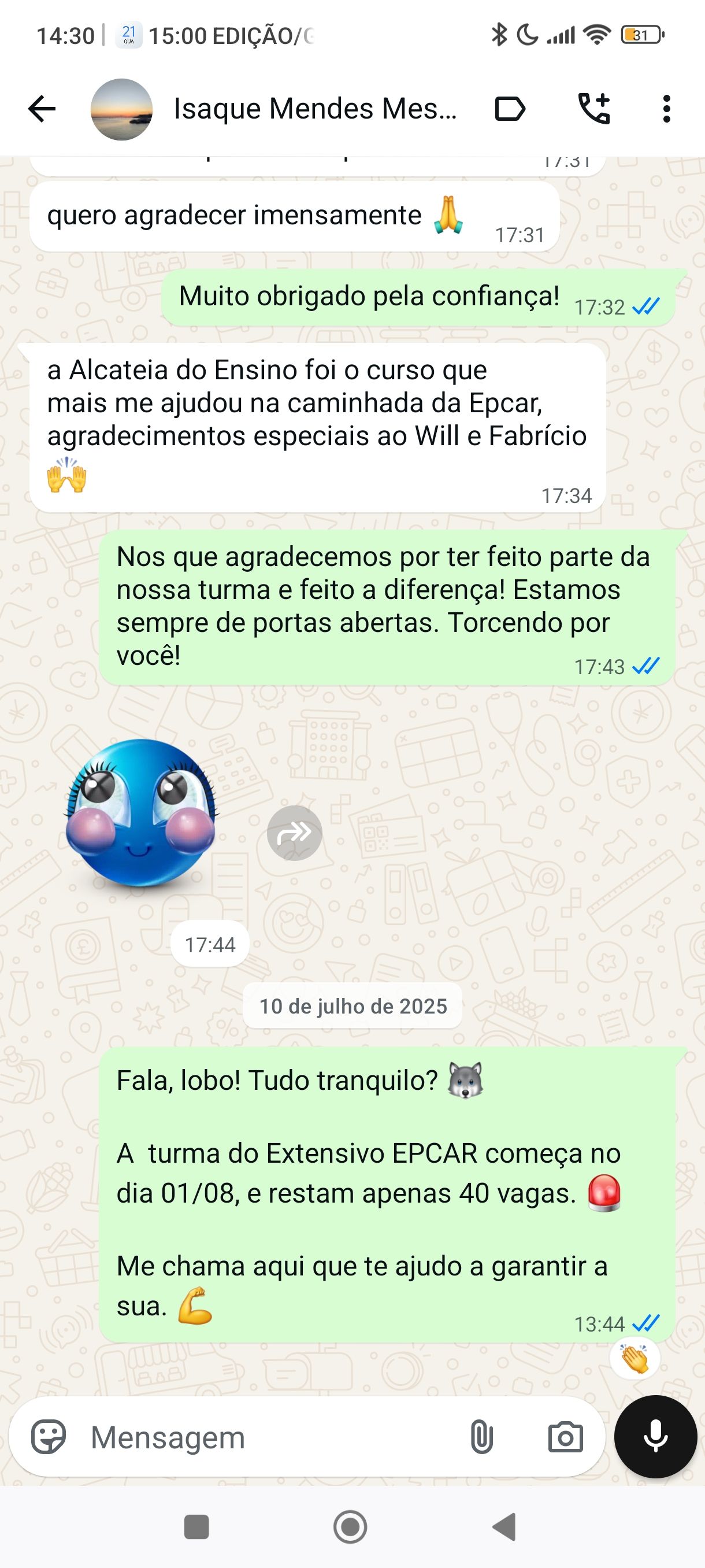 Depoimento WhatsApp