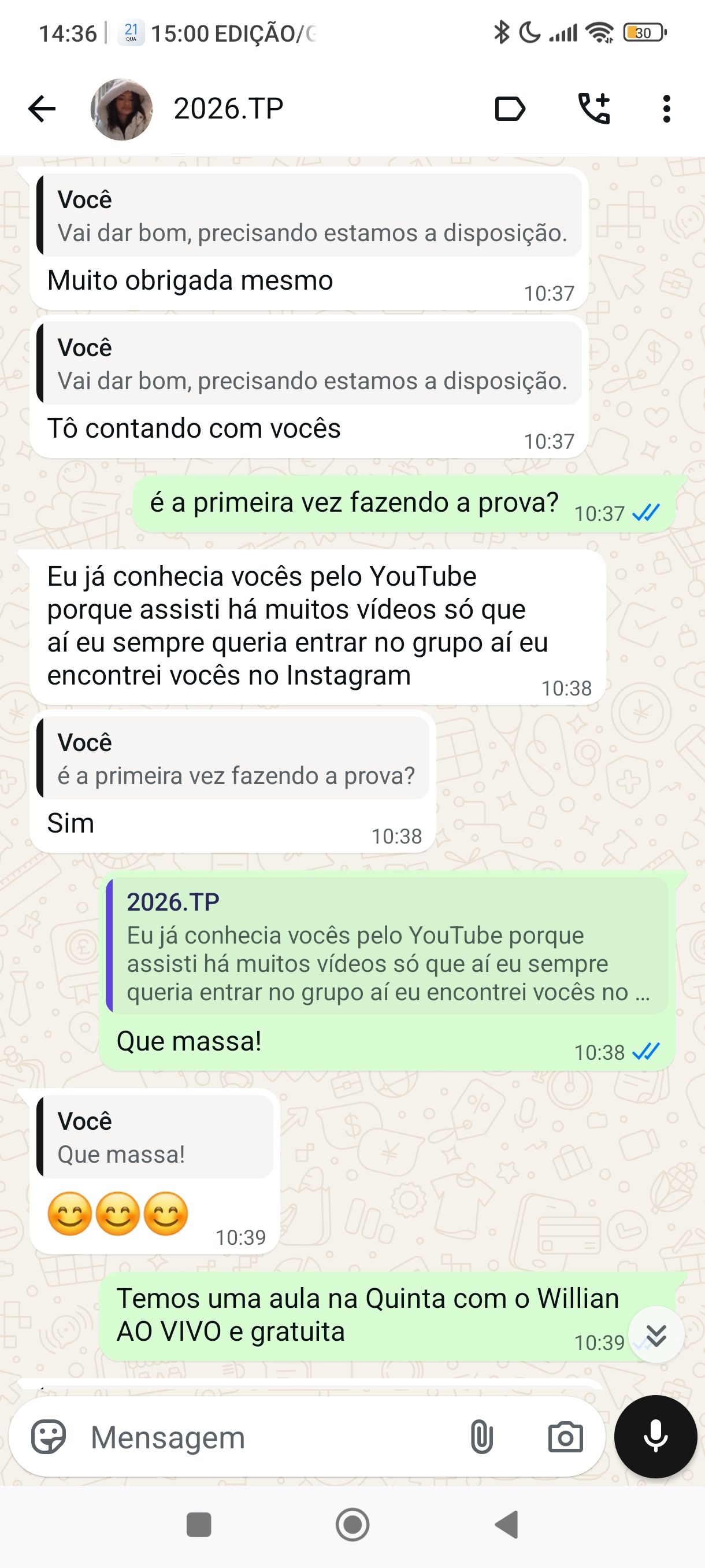 Depoimento WhatsApp