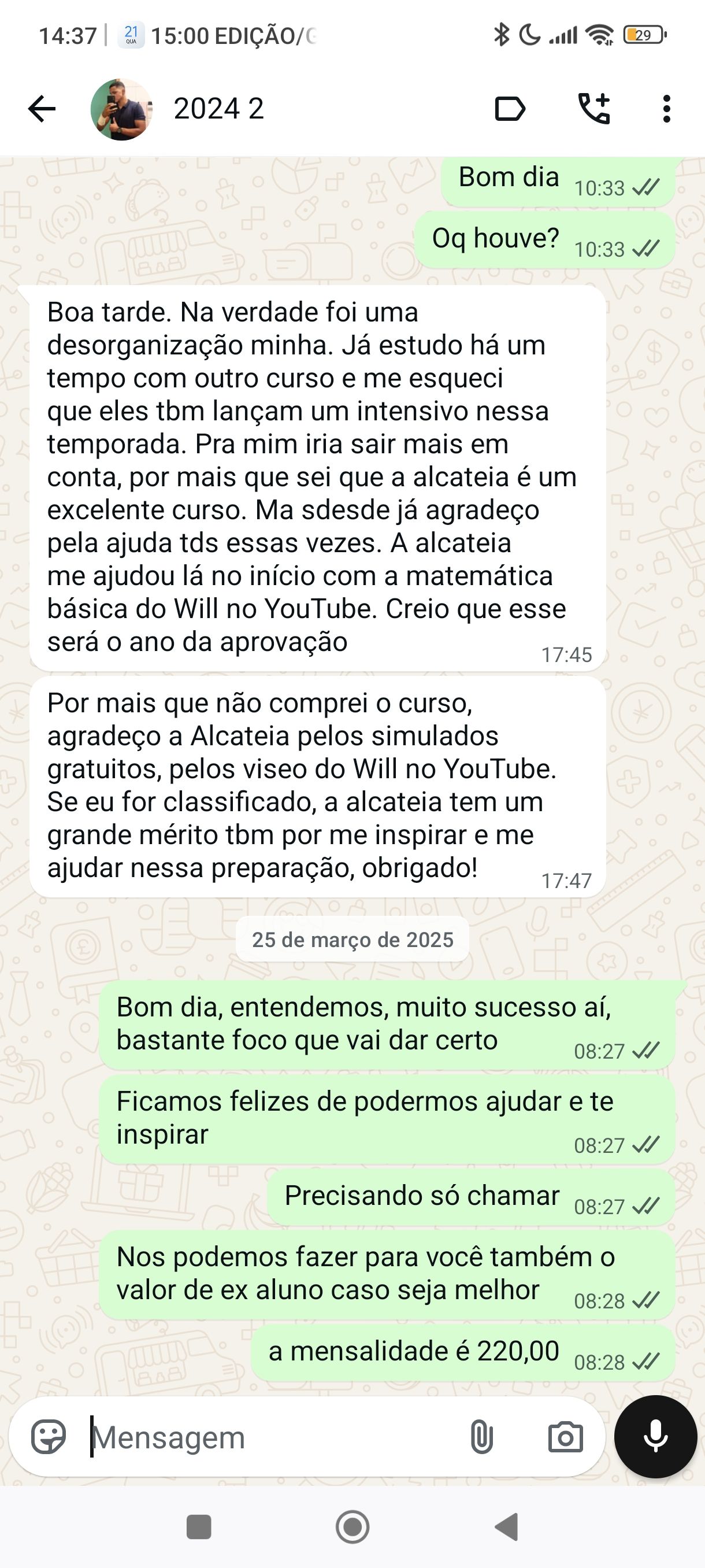 Depoimento WhatsApp