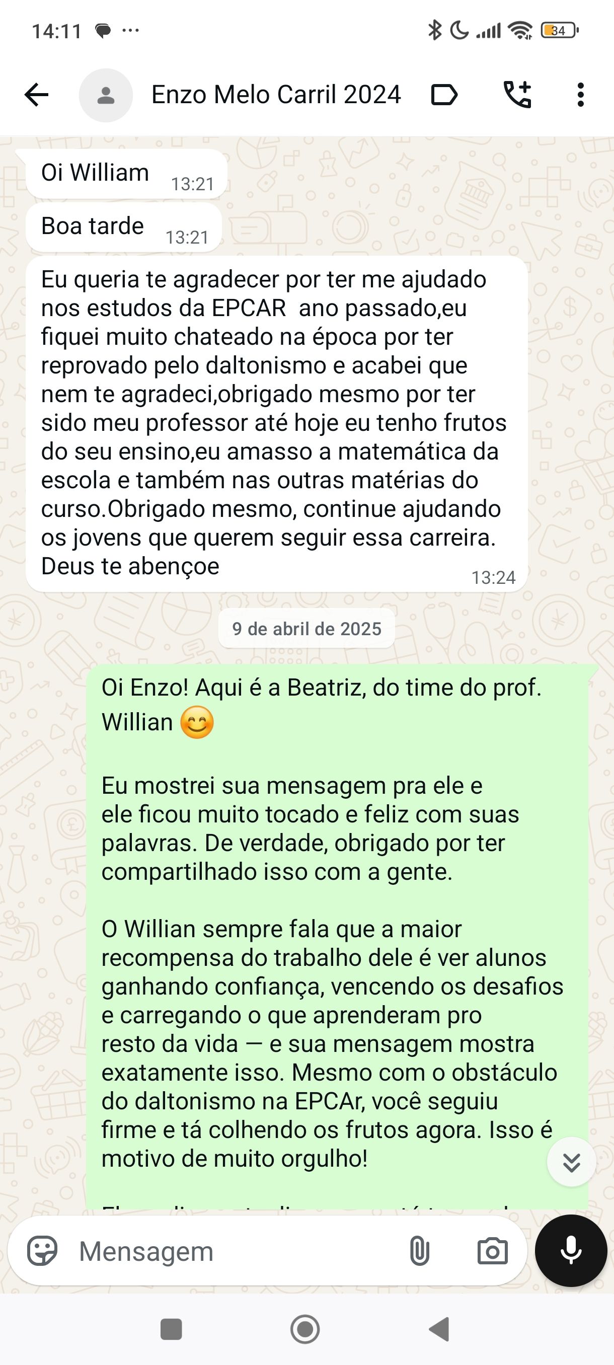 Depoimento WhatsApp