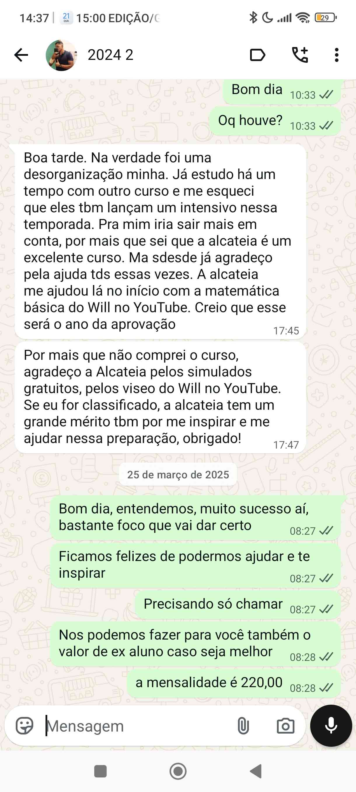 Depoimento WhatsApp