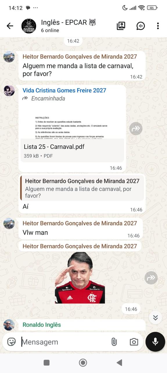 Dúvida tirada no WhatsApp