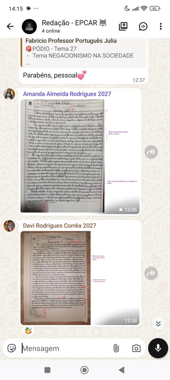 Dúvida tirada no WhatsApp